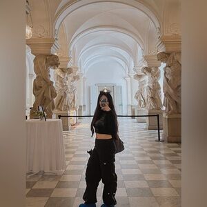 Black parachute pants / cargo pants/ techno outfit